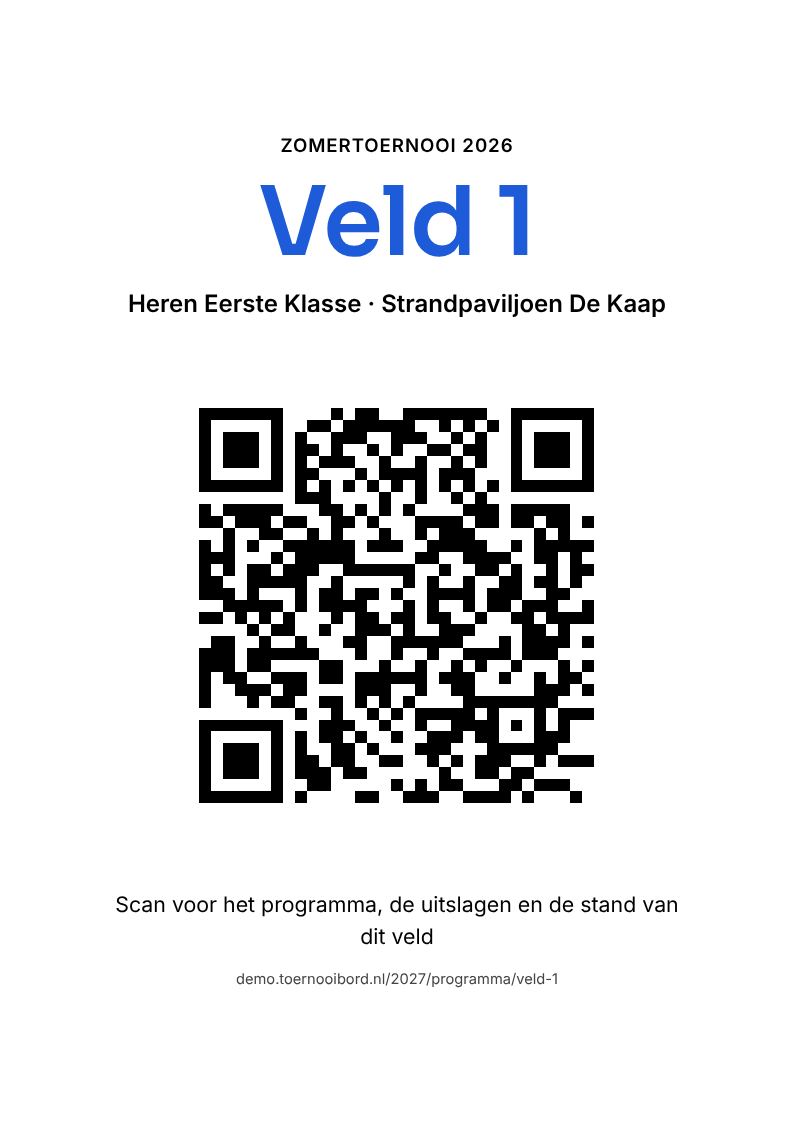 A4 met een grote QR-code voor veld 1